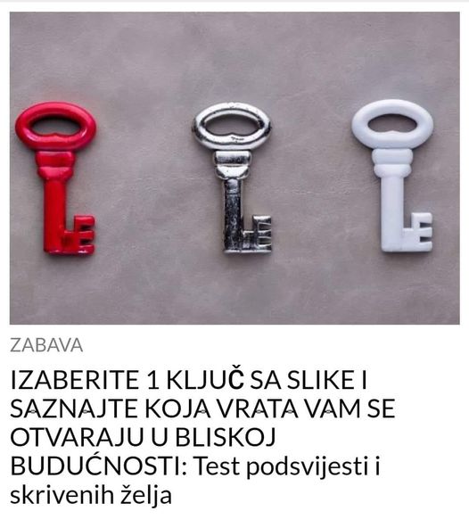 Izaberite jedan kljuc sa slike